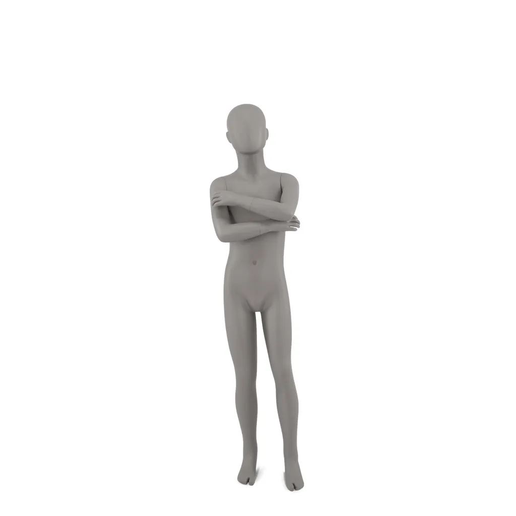 Mannequin enfant 8 ans, tête abstraite, taupe