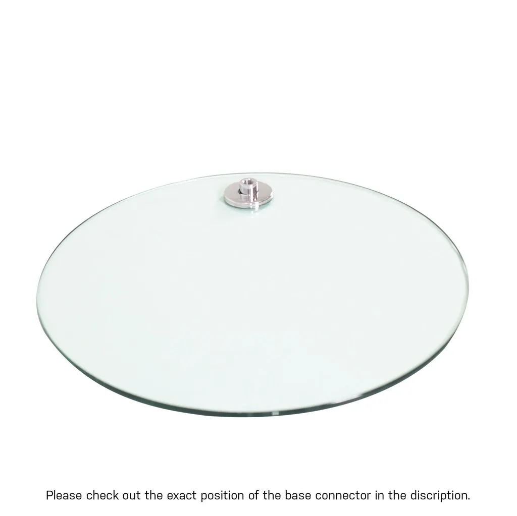 Voetplaat, rond, glas, 42 cm, M12, connector 5.5 cm