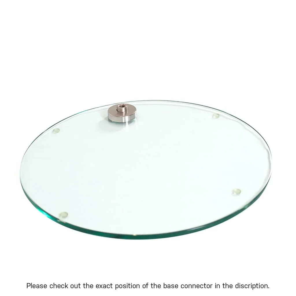 Voetplaat, rond, glas, 42 cm, M12, connector 4 cm