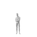 Abstract grey child mannequin, with abstract head, 8 years, glass base, pose C205