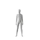 Abstract grey child mannequin, with abstract head, 12 years, glass base, pose C209