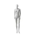 Mannequin femme abstrait gris, avec tête abstraite, socle en verre, pose F007