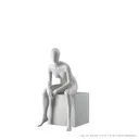 Abstract grey female mannequin, with abstract head, glass base, pose F010