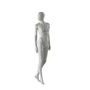 Mannequin femme abstrait gris, avec tête abstraite, socle en verre, pose F013