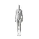 Mannequin femme abstrait gris, avec tête abstraite, socle en verre, pose F014