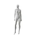 Abstract grey female mannequin, with abstract head, glass base, pose F016