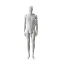 Mannequin homme abstrait gris, avec tête abstraite, socle en verre, pose M108