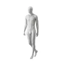 Mannequin homme abstrait gris, avec tête abstraite, socle en verre, pose M110