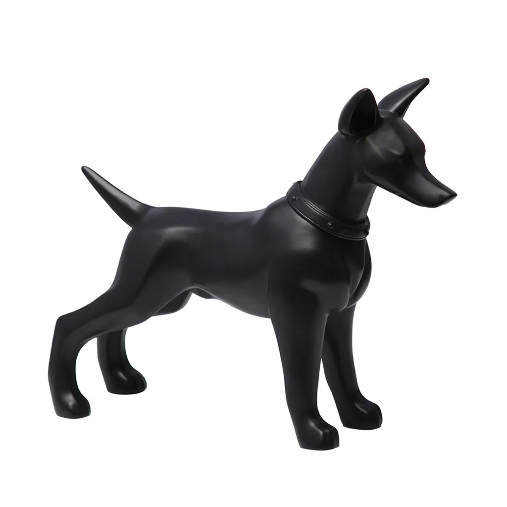 Dog mannequin display, prop, plastic, black color, standing pose