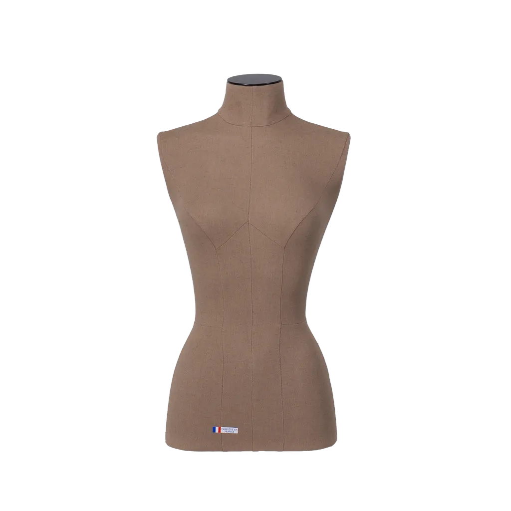 Female torso, PU, overstitched with taupe fabric