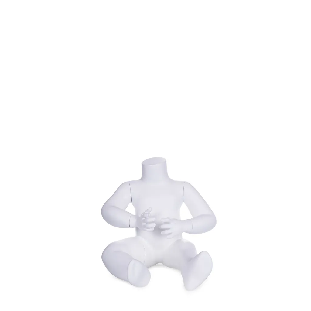 Mannequin enfant assis, sans tête, 6-9m, blanc