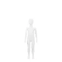 Unbreakable children's mannequin, 5-6 years, abstract head, recyclable mannequin made of ABS plastic, glossy white, pose 1