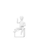 Unbreakable children's mannequin, 3-6 months, abstract head, recyclable mannequin made of ABS plastic, glossy white, pose 4