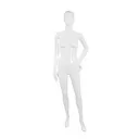 Unbreakable women's mannequin, semi-abstract head, recyclable mannequin made of ABS plastic, glossy white, pose 20