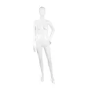 Unbreakable women's mannequin, abstract head, recyclable mannequin made of ABS plastic, glossy white, pose 20