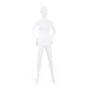 Unbreakable male mannequin, semi-abstract head, recyclable mannequin made from ABS plastic, matte white, pose 23