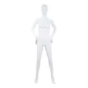 Unbreakable male mannequin, abstract head, recyclable mannequin made from ABS plastic, matte white, pose 23