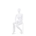 Unbreakable male mannequin, semi-abstract head, recyclable mannequin made from ABS plastic, matte white, pose 30