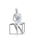 Unbreakable male mannequin, abstract head, recyclable mannequin made from ABS plastic, matte white, pose 30