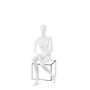 Unbreakable women's mannequin, abstract head, recyclable mannequin made of ABS plastic, glossy white, pose 30