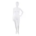 Unbreakable male mannequin, abstract head, recyclable mannequin made from ABS plastic, matte white, pose 44