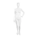 Unbreakable women's mannequin, abstract head, recyclable mannequin made of ABS plastic, glossy white, pose 44