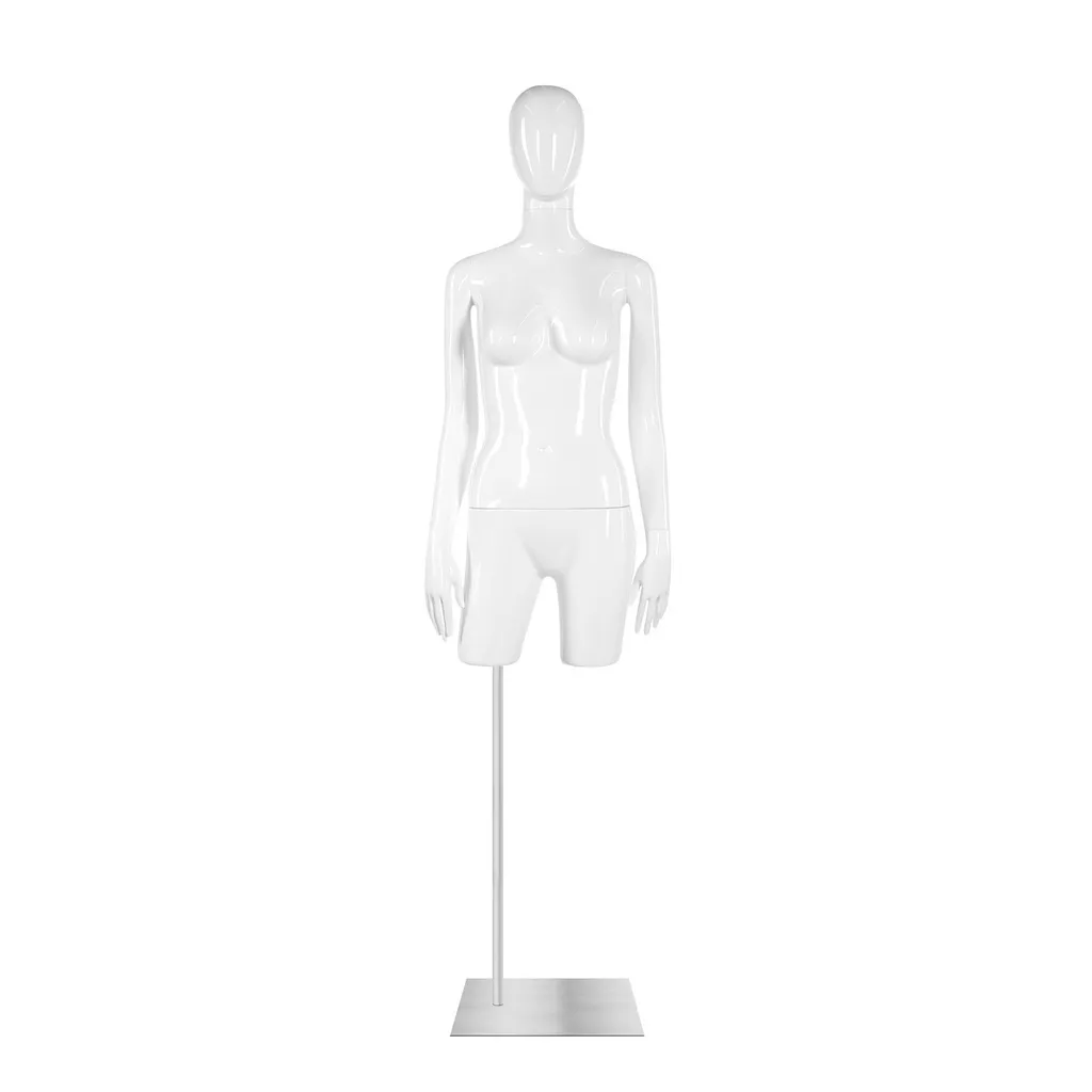 Torso femme avec tête d'oeuf et bras, blanc laqué