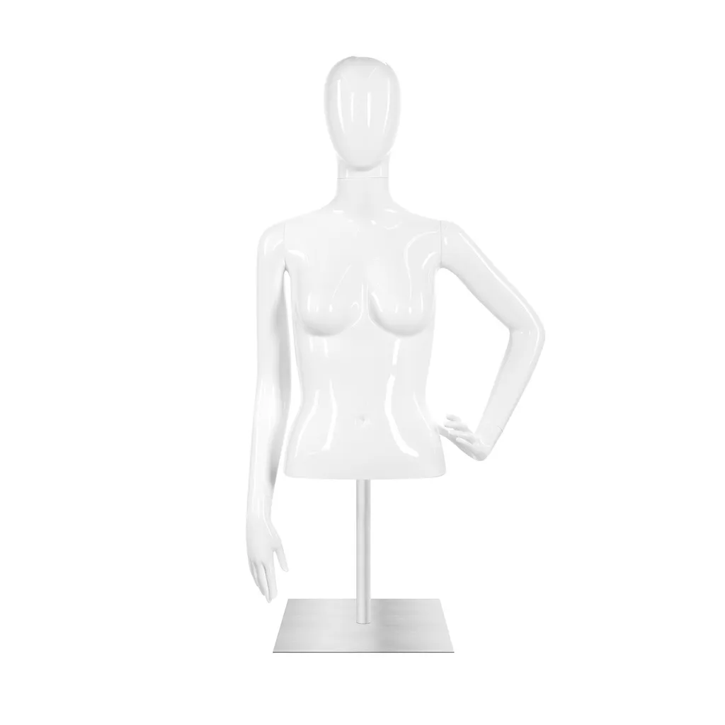 Female torso,abstract head, white glossy incl base