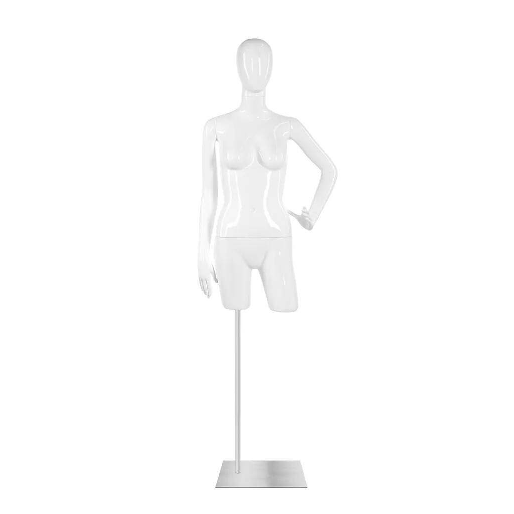 Torso femme tête d'oeuf avec bras, Blanc laqué