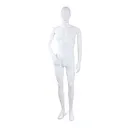 Unbreakable male mannequin, semi-abstract head, recyclable mannequin made from ABS plastic, matte white, pose 04