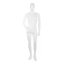 Unbreakable men's mannequin, abstract head, recyclable mannequin made of ABS plastic, glossy white, pose 04