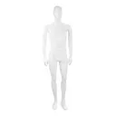 Unbreakable men's mannequin, semi-abstract head, recyclable mannequin made of ABS plastic, glossy white, pose 05