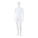 Unbreakable male mannequin, semi-abstract head, recyclable mannequin made from ABS plastic, matte white, pose 05