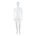 Unbreakable male mannequin, abstract head, recyclable mannequin made from ABS plastic, matte white, pose 05