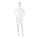 Unbreakable male mannequin, abstract head, recyclable mannequin made from ABS plastic, matte white, pose 06