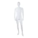 Unbreakable male mannequin, semi-abstract head, recyclable mannequin made from ABS plastic, matte white, pose 08