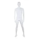 Unbreakable male mannequin, semi-abstract head, recyclable mannequin made from ABS plastic, matte white, pose 10