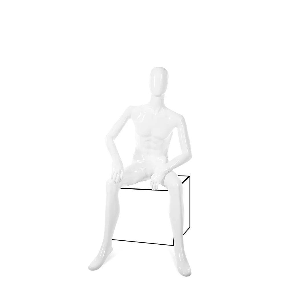 Mannequin homme incassable, tête abstraite, mannequin recyclable en plastique ABS, blanc brillant, pose 12