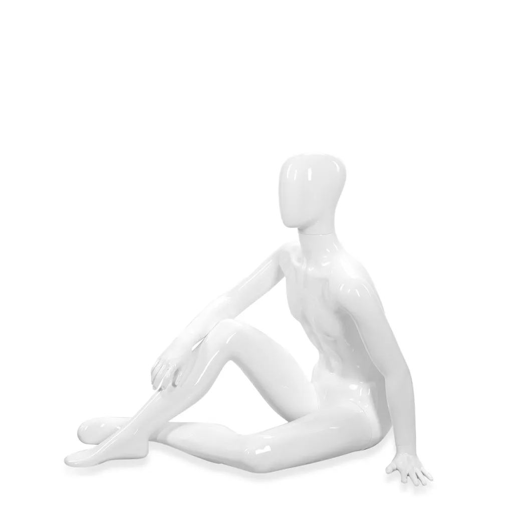 Mannequin homme incassable, tête abstraite, mannequin recyclable en plastique ABS, blanc brillant, pose 13