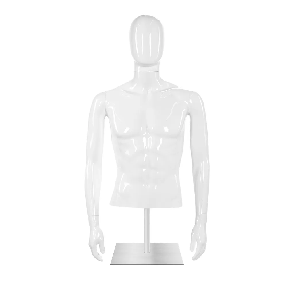 Male torso,abstract head, white glossy incl base