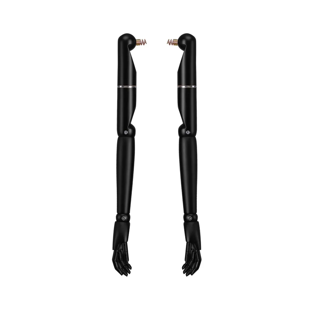 Pair of articulated wooden arms, male, for couture buste, lacquered matt black