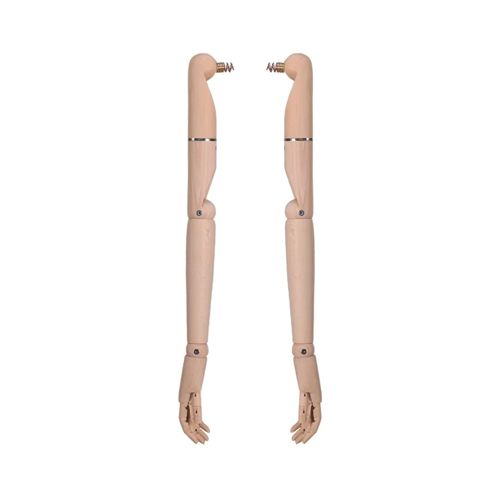 Pair of articulated wooden arms, male, for couture buste