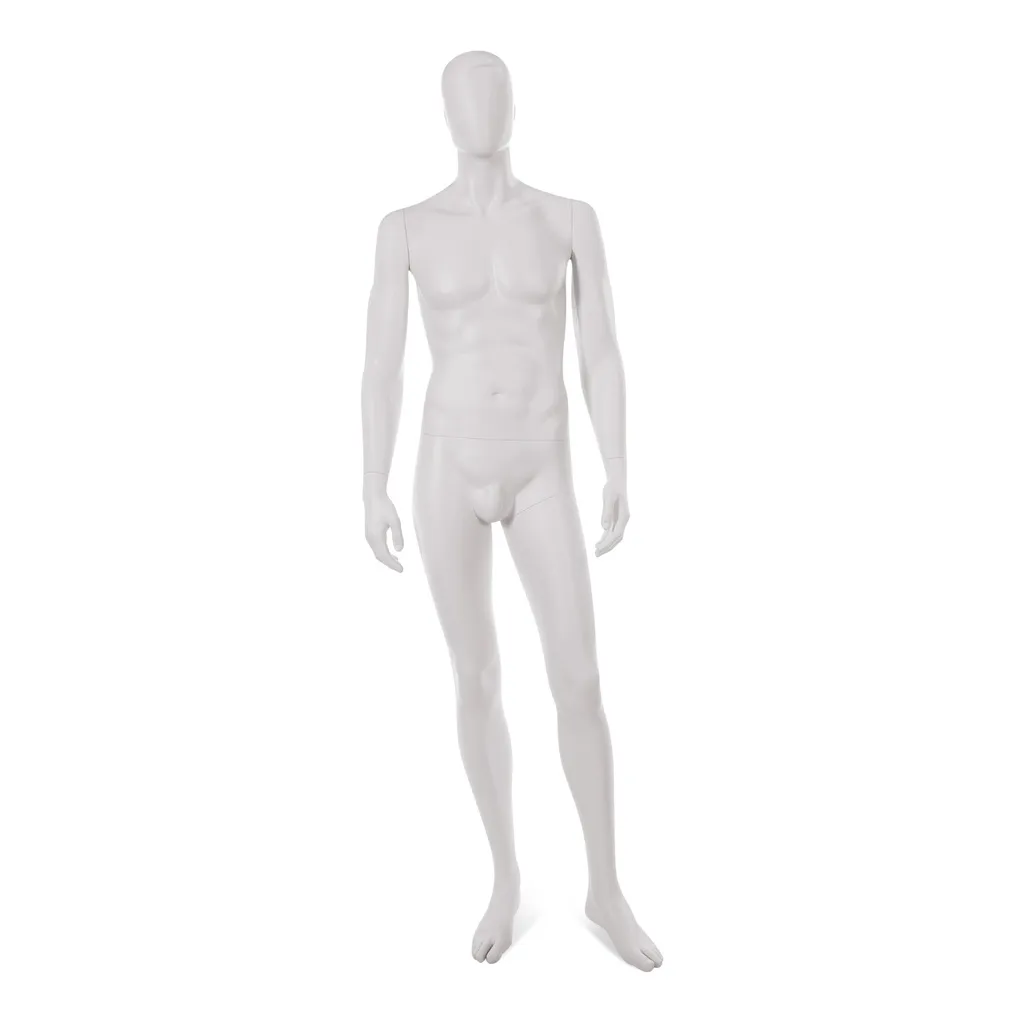 Mannequin homme, tête abstraite, blanc mat