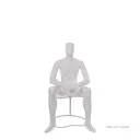 Mannequin homme assis tête abstraite, blanc mat