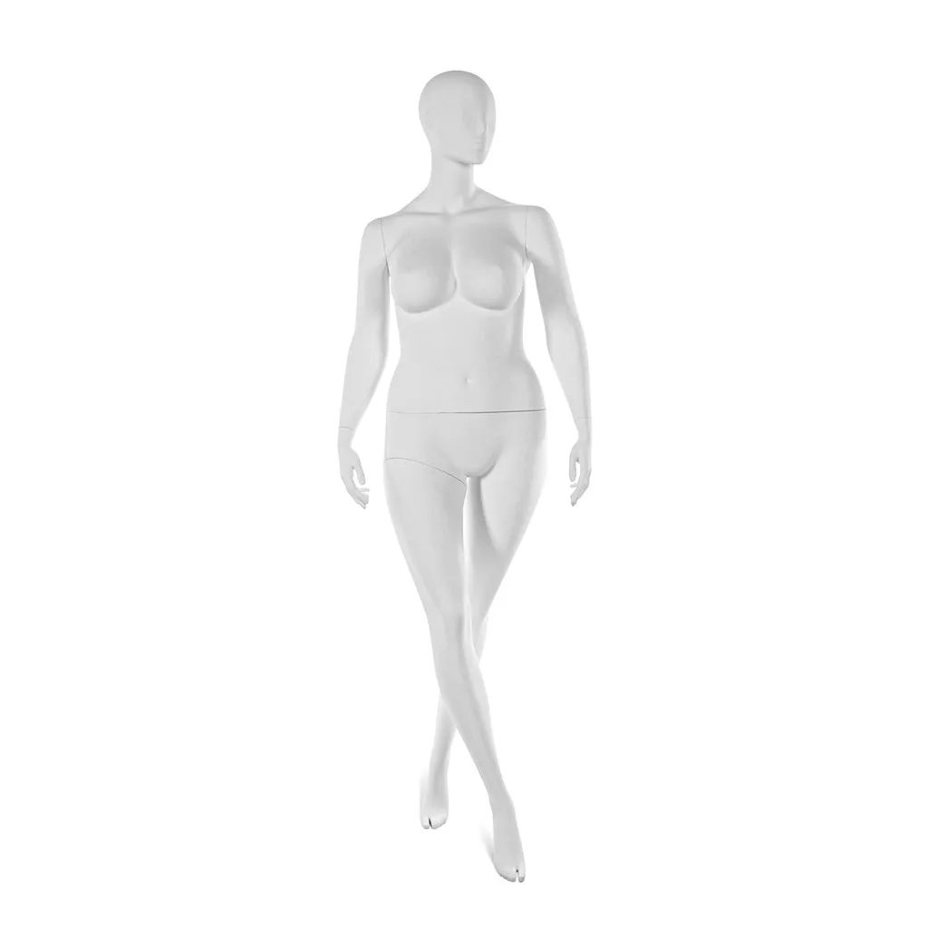 Female mannequin, plus size, abstract head, white