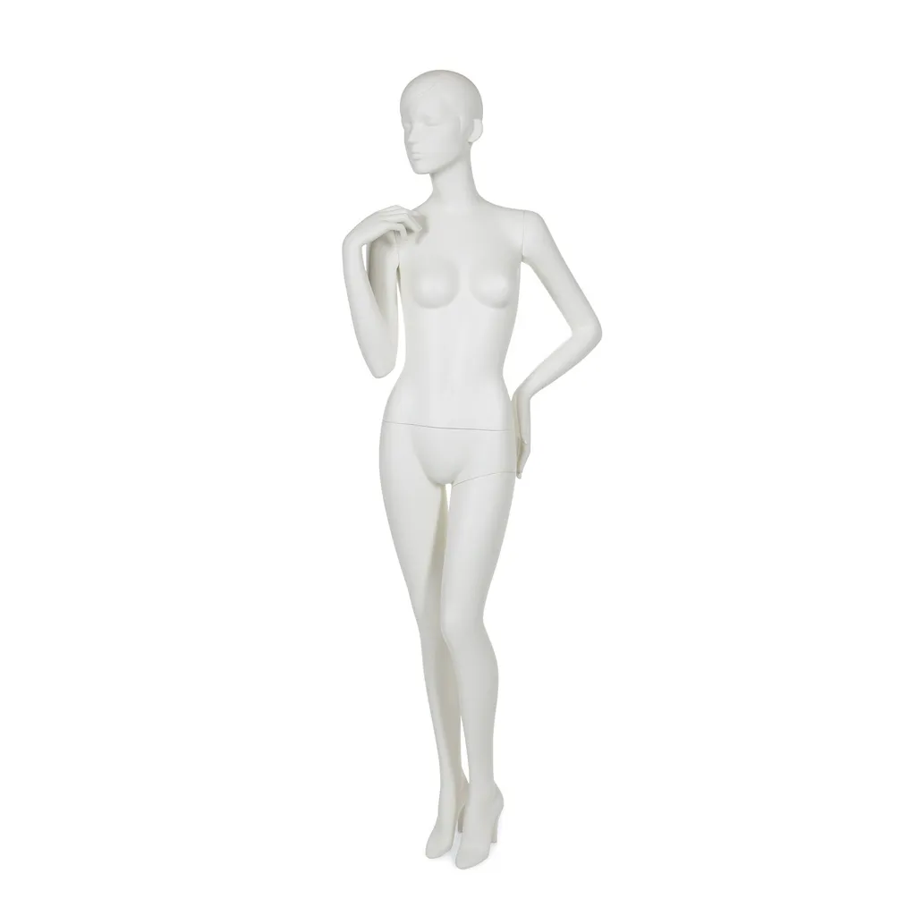 Mannequin femme tête stylisée, blanc mat