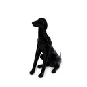 Dog mannequin display, prop, plastic, black high gloss, seated pose