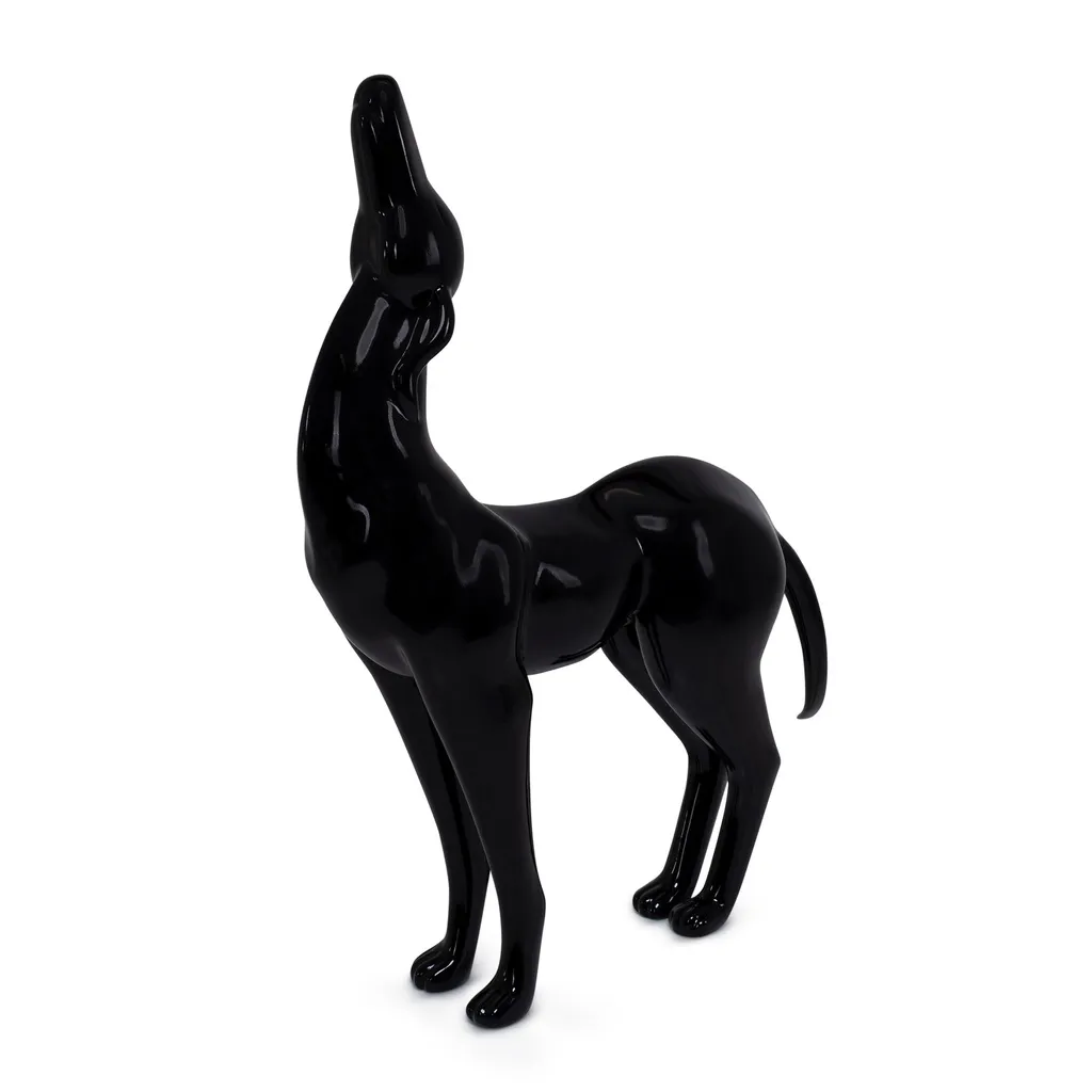 Dog mannequin display, prop, plastic, black high gloss, stand up pose