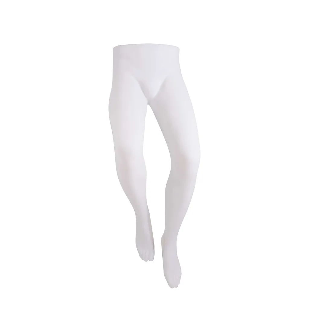 Présentoir jambes hommes courbées pour pantalons blanc pour fixation murale avec boucle de suspension