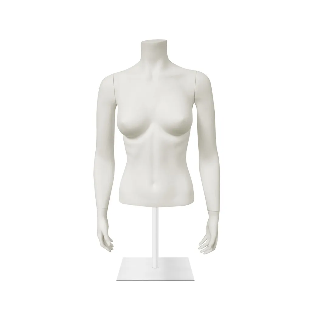 Female torso, cut underneath waist, w/ arms, white